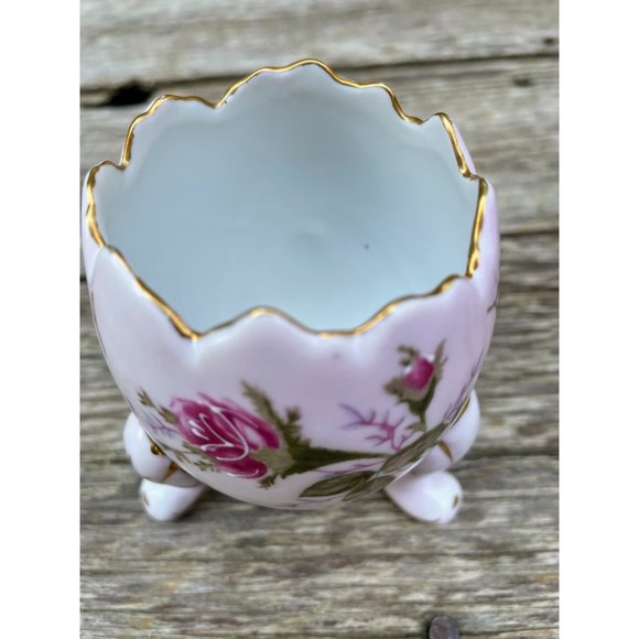 Vintage 1950s Porcelain Egg Shaped Footed  Vase planter Napco Handpainted - Picture 7 of 10